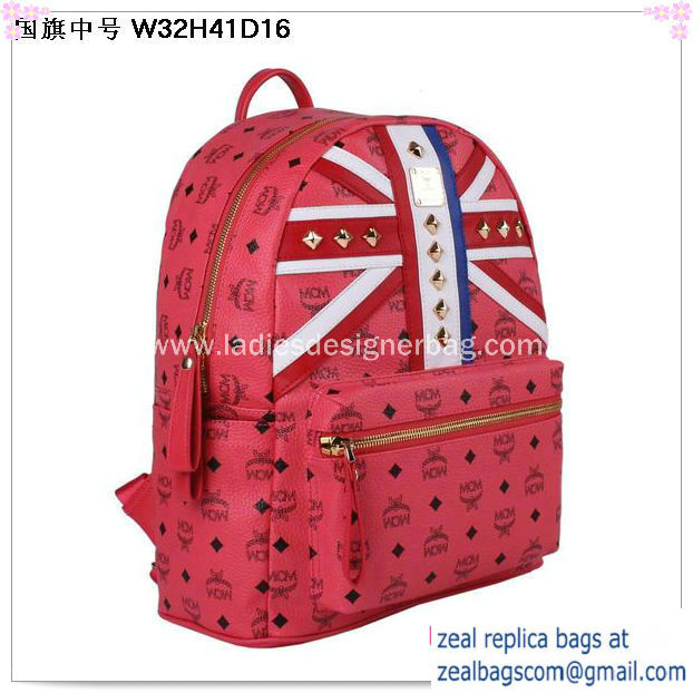 High Quality Replica MCM Medium Flag of UK Backpack MC5173 Red